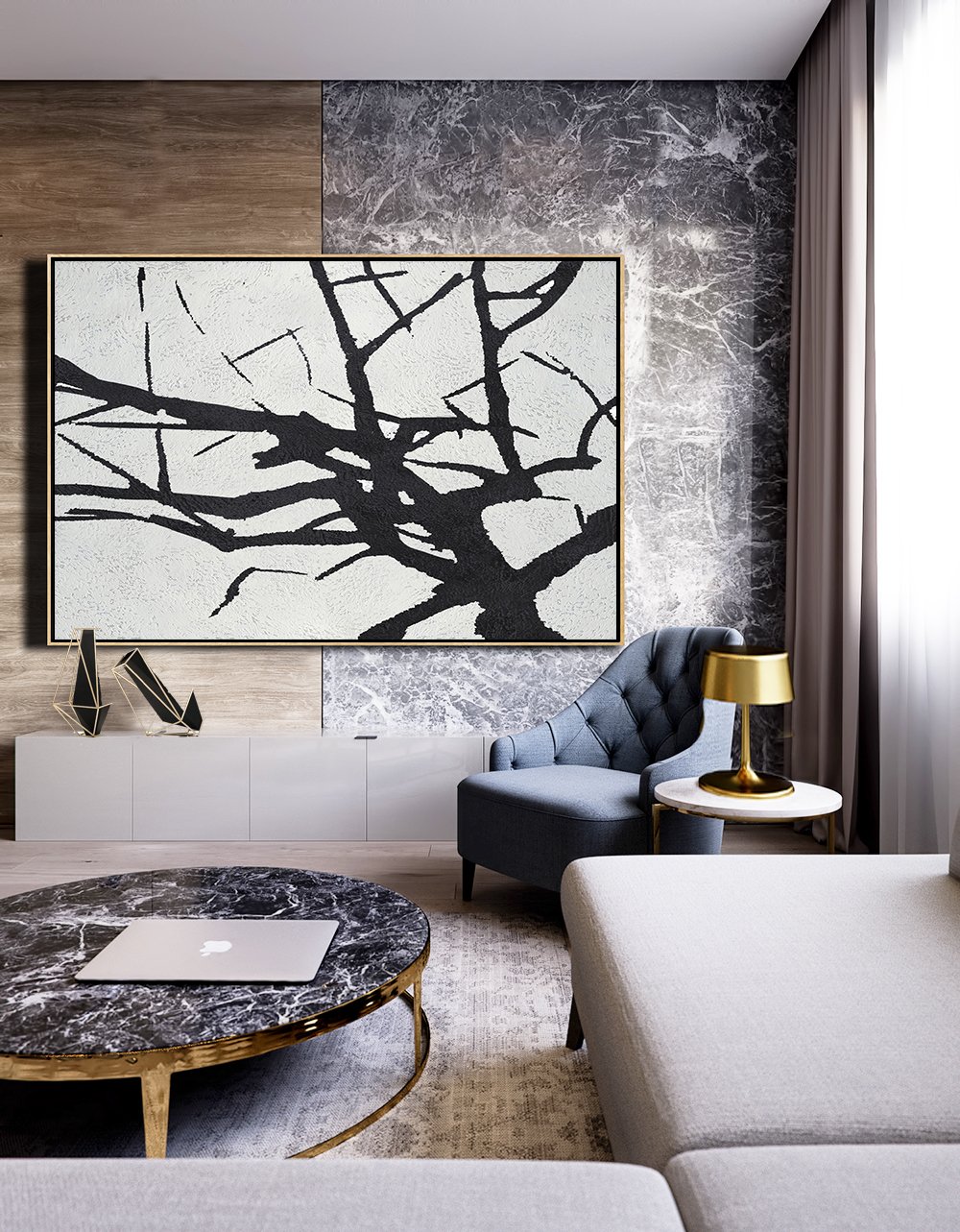 Horizontal Minimalist Tree Art #MN6C - Click Image to Close